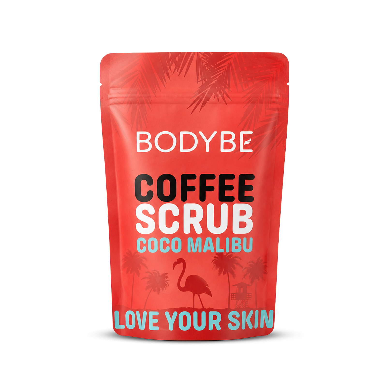 Červený obal BODYBE Coffee Scrub Coco Malibu